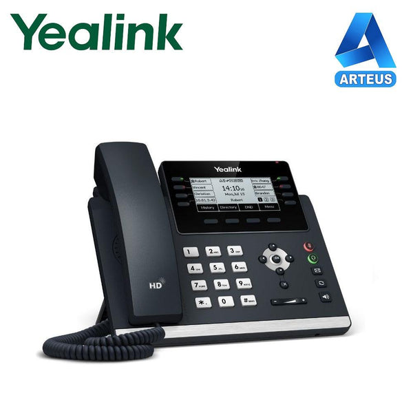 Telefono IP gerencial YEALINK SIP-T43U Ultra elegant business, 12 cuentas VOIP, pantalla blanco y negro 3.7", poe. No incluye fuente - ARTEUS