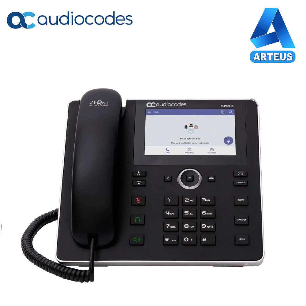 Telefono IP para Teams AUDIOCODES TEAMS-C450HDPS-BW con pantalla color 5", conexion bluetooth, wifi, poe. - ARTEUS