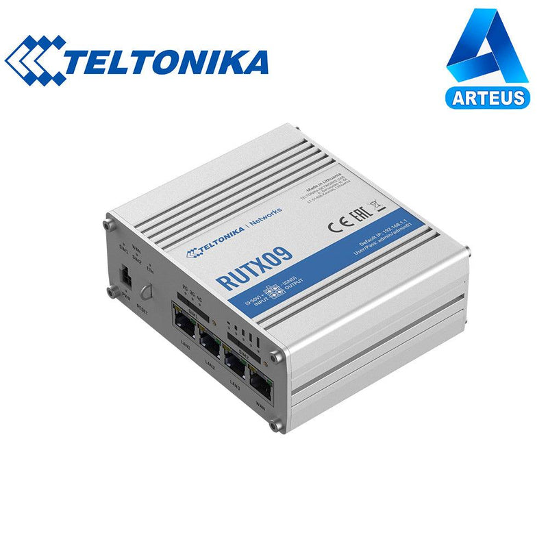 TELTONIKA RUTX09 - ROUTER 4G LTE INDUSTRIAL PROFESSIONAL | CAT 6, DUAL SIM, 1X GIGABIT WAN, 3X GIGABIT LAN - ARTEUS