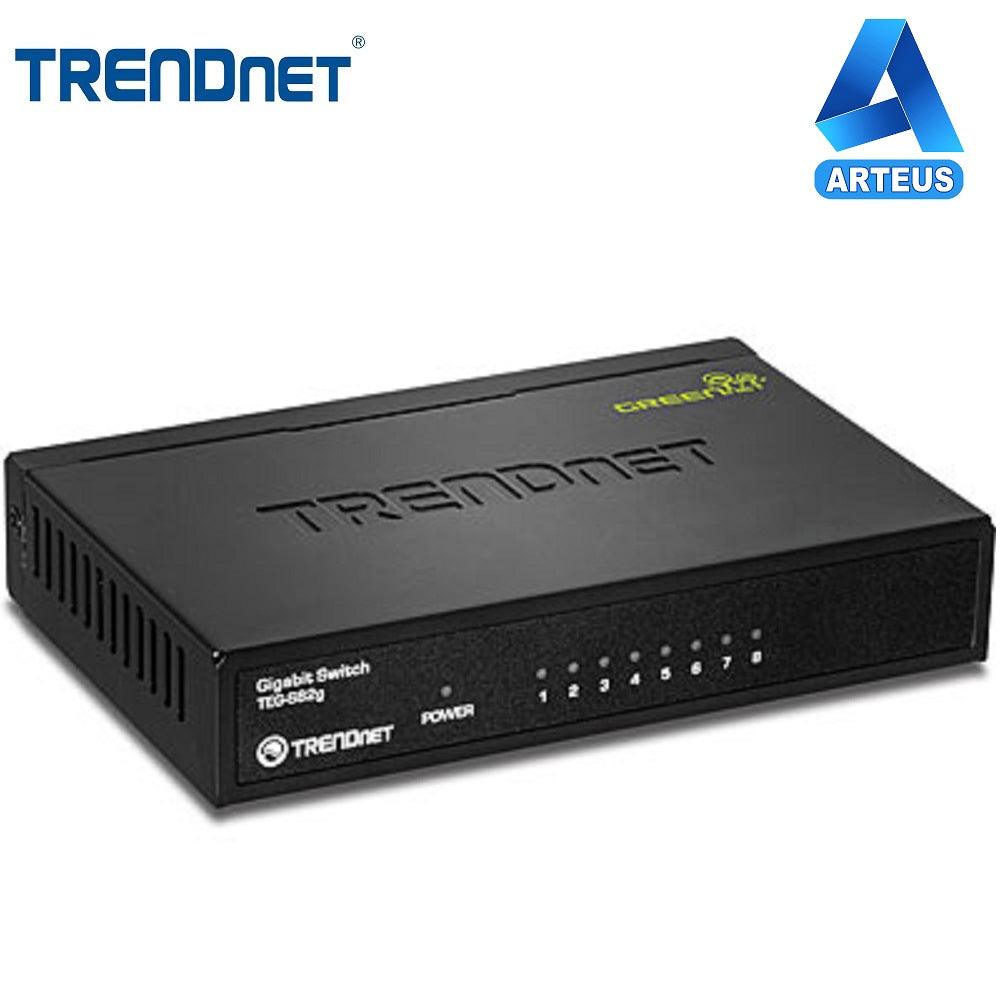 Switch de red Gigabit de 8 puertos metálico, TRENDnet, modelo TEG-S82g, color negro