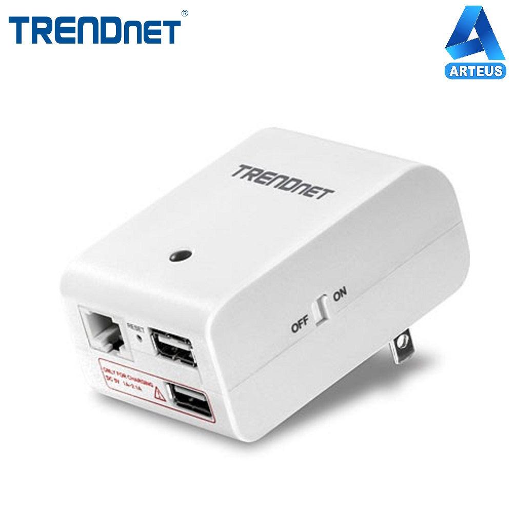 Router de viaje inalámbrico N150 blanco con puertos USB y Ethernet, ideal para redes