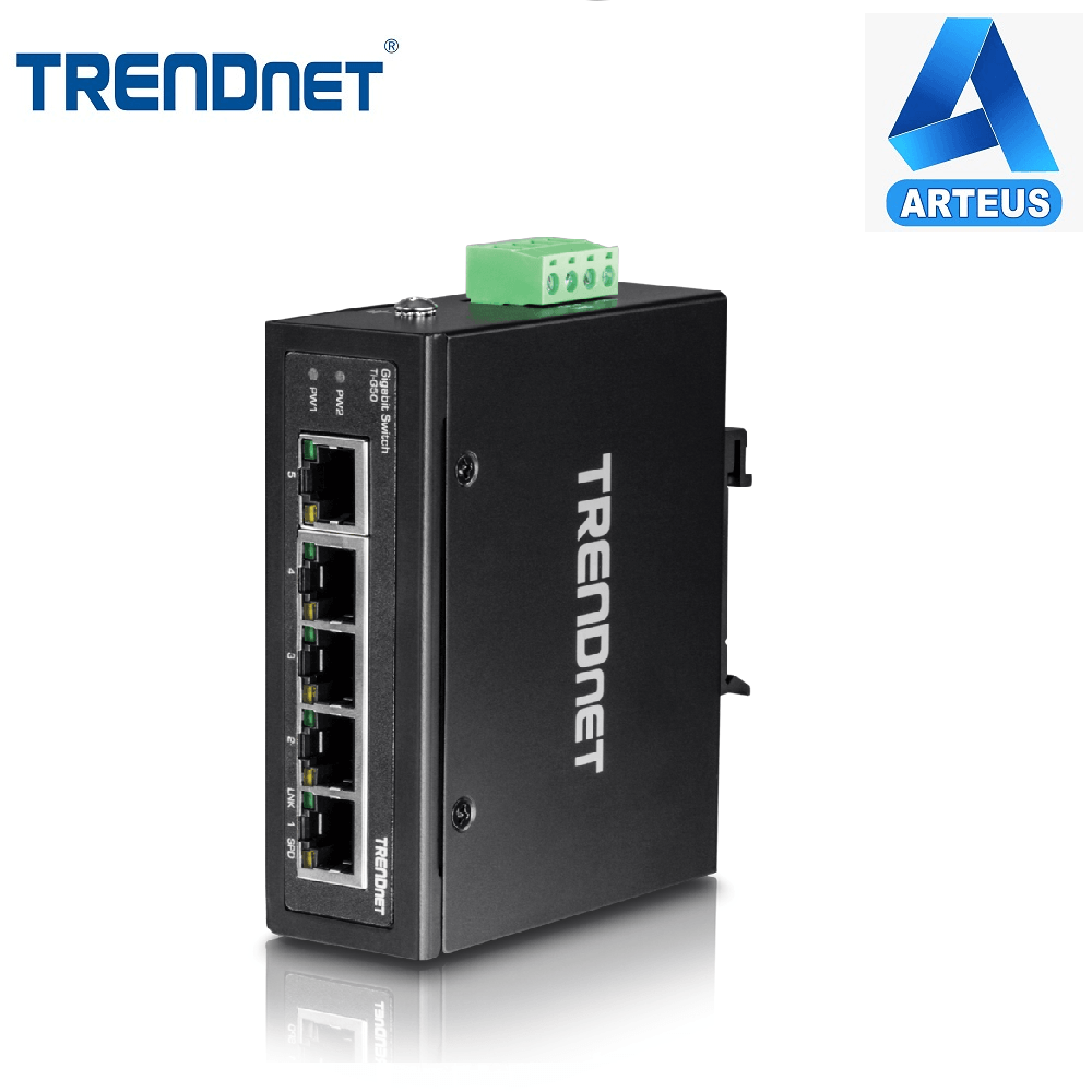 Switch industrial gigabit de 5 puertos, caja reforzada negra, conectores de red