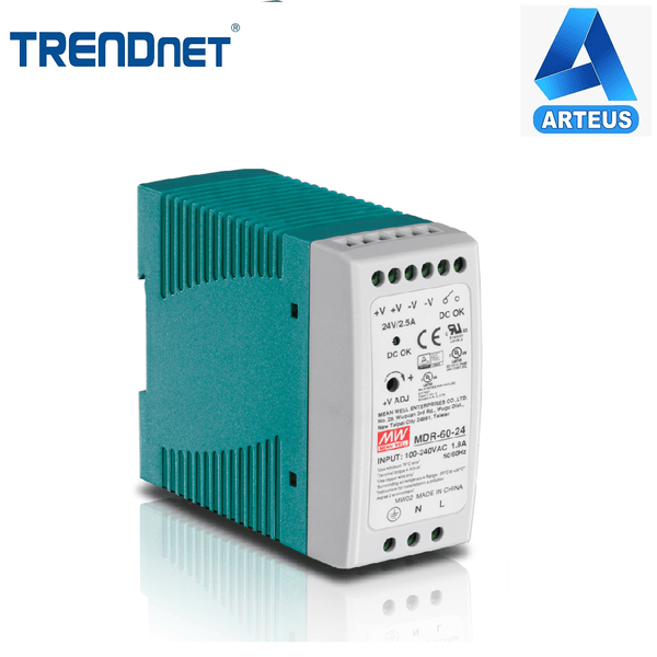 TRENDNET TI-M6024 - Fuente de alimentación industrial de riel DIN de salida de 24 V 60 W - ARTEUS