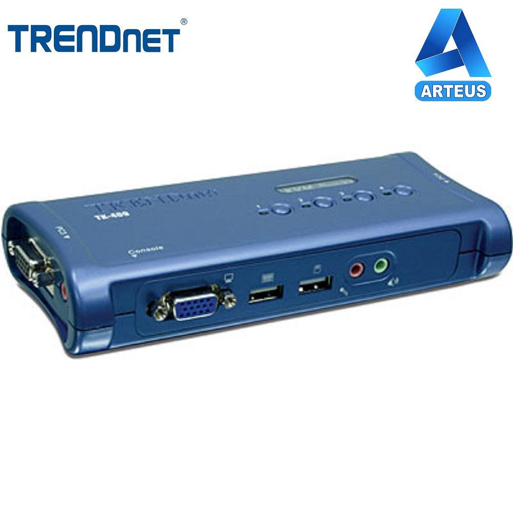 Switch KVM de 4 puertos TRENDnet TK-409K con VGA, USB y audio, color azul