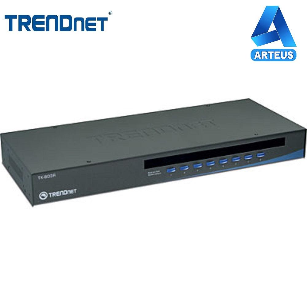 Switch KVM TRENDnet TK-803R de 8 puertos, montaje en rack, conexiones VGA y USB