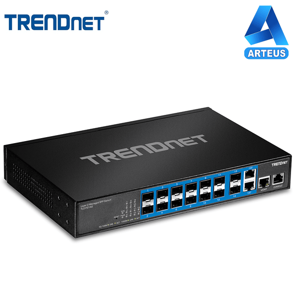 TRENDNET Tl2-FG142 - Swicth SFP Gigabit de capa 2 administrado de 14 puertos con 2 puertos RJ-45 compartidos - ARTEUS