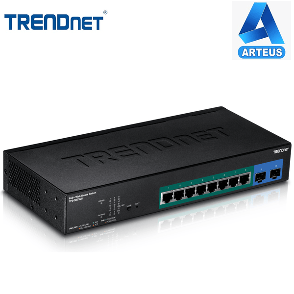 TRENDNET TPE-082WS - Switch Web Smart PoE de 10 puertos Gigabit - ARTEUS