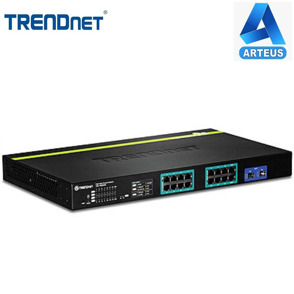Switch de red TRENDnet de 20 puertos Gigabit PoE con cuatro puertos SFP, equipo de redes