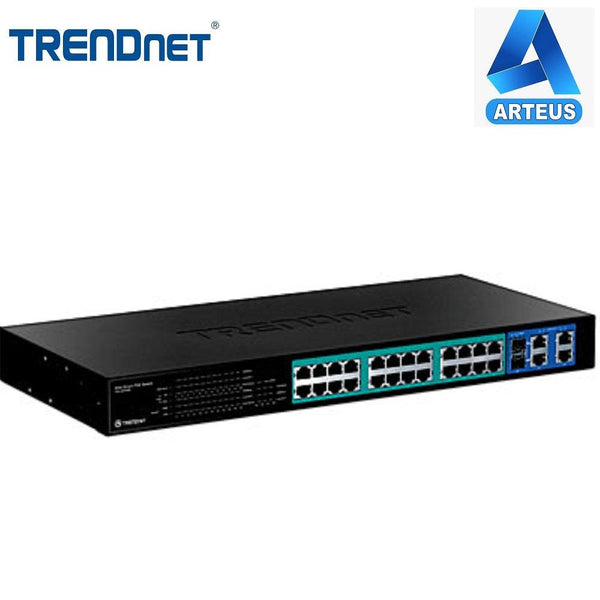 TRENDNET TPE-224WS - Switch Web Smart PoE de 24 puertos a 10/100 Mbps 4 puertos Gigabit y 2 SFP (170 W) - ARTEUS