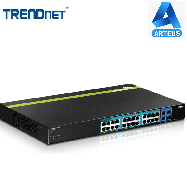 TRENDNET TPE-2840WS - Switch Gigabit Web Smart POE de 28 puertos con 4 ranuras SFP 185 W - ARTEUS