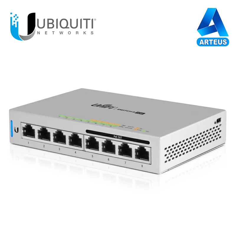 UBIQUITI US-8-60W, Switch unifi administrable capa 2 de 8 puertos gigabit (4 puertos gigabit poe 802.3af y 4 puertos gigabit ethernet) 60w - ARTEUS