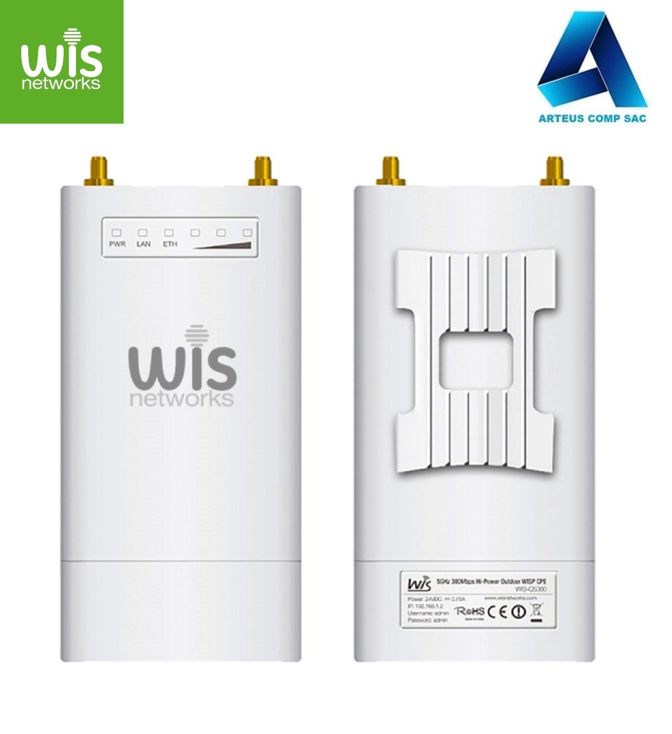 WIS NETWORKS WIS-S5300, RADIO Estación base 5GHZ, ACCES POINT CPE MiMo 2x2 hasta 500mW sin antena 2x SMA RP Hembra GbE - ARTEUS