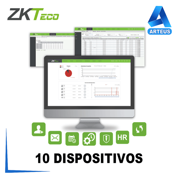 ZKTECO BIOTIME 8.0, Software integral de gestión de tiempo y asistencia para 10 dispositivos - ARTEUS