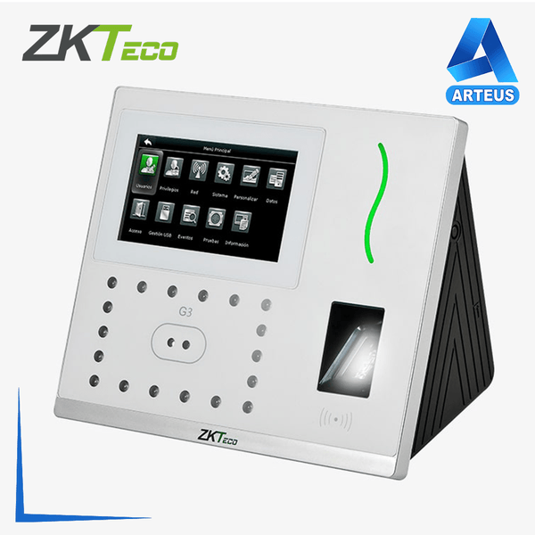 ZKTECO G3-ID-POE, Reloj biométrico para control de asistencia y control de acceso de rostro, huella y tarjeta, terminal con conexión por red y poe con apertura de puerta - ARTEUS