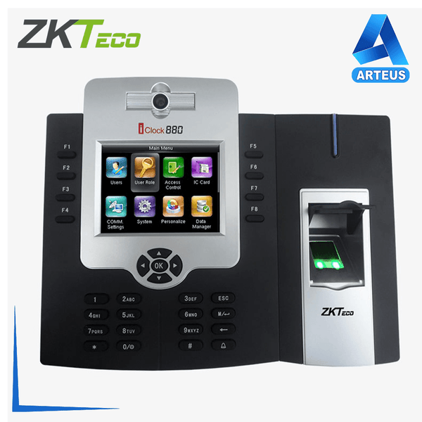 ZKTECO ICLOCK880/ID, Reloj biométrico para control de asistencia y control de acceso de huella y tarjeta terminal con registro fotográfico con conexión por red - ARTEUS