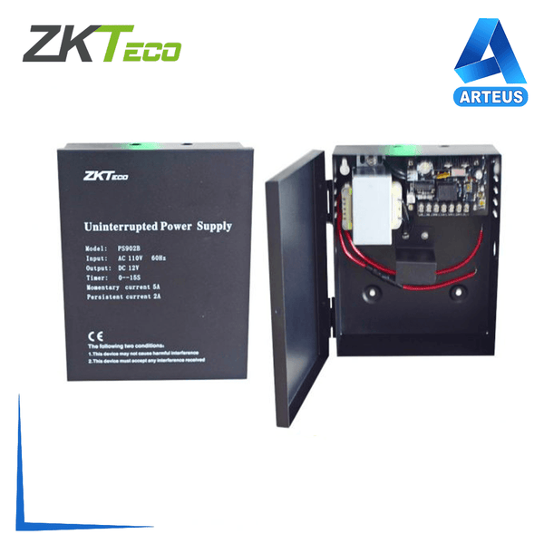 ZKTECO PS902B, Fuente de alimentación 12v 5amp y para respaldo de energía. Cotizar batería por separado - ARTEUS