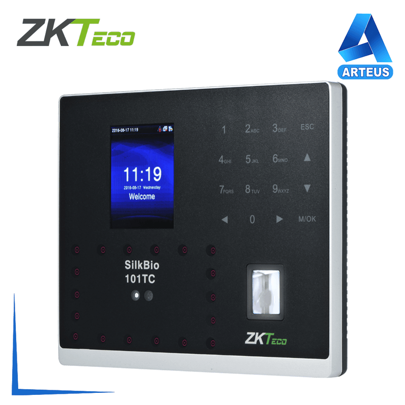 ZKTECO SILKBIO-101TC/ID, Control de asistencia y acceso ip con reconocimiento facial, 2000 usuarios - ARTEUS